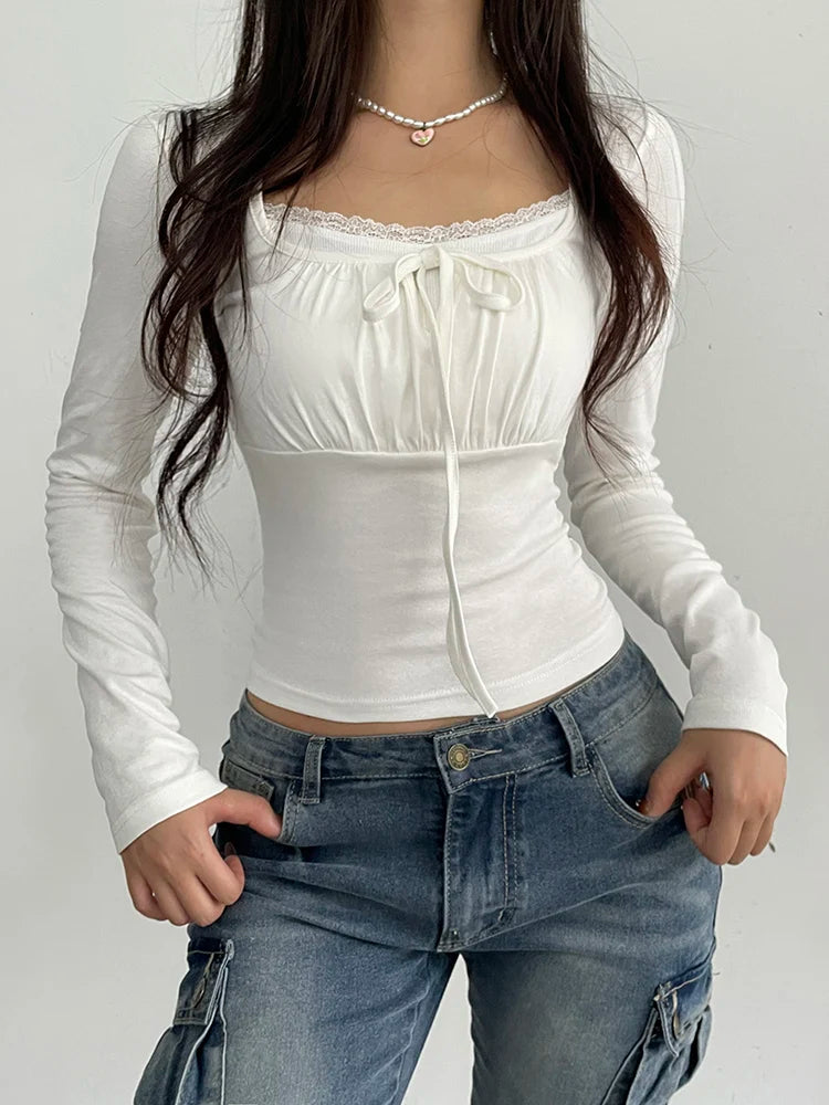 Lace Stitching T-Shirts